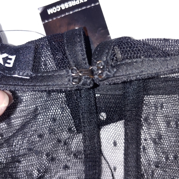 Express Black Velvet & Dobby Mesh Cutout mini dress, size 2 NWT - Picture 5 of 6